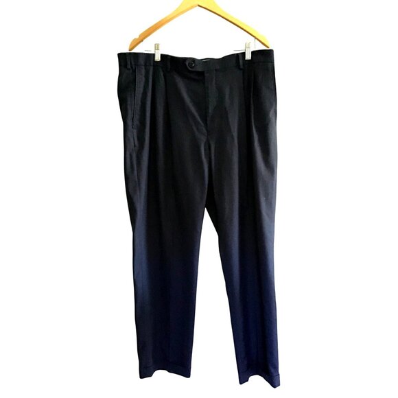 ROUNDTREE & YORKEE -TRAVEL SMART- MEN BLLUE FPLEAT FRONT DRESS PANT SIZE 38X30 - Picture 1 of 6